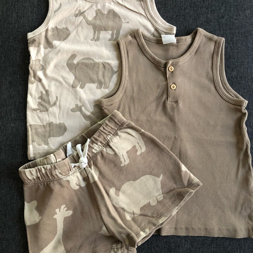 Tan and Cream Animal Print Toddler Outfit Set